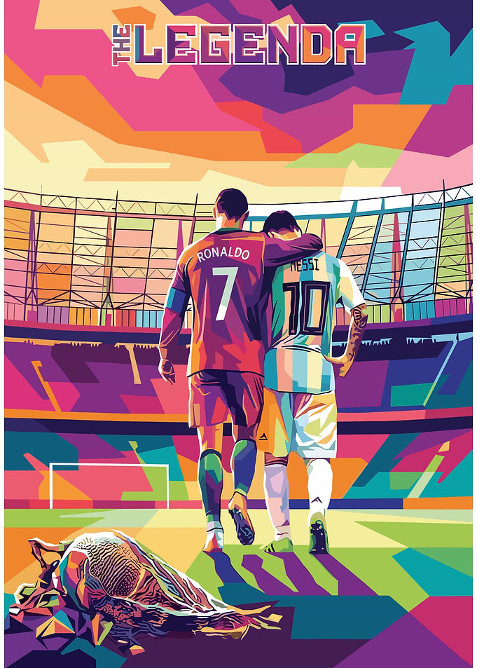 Ronaldo and Messi in a stadium