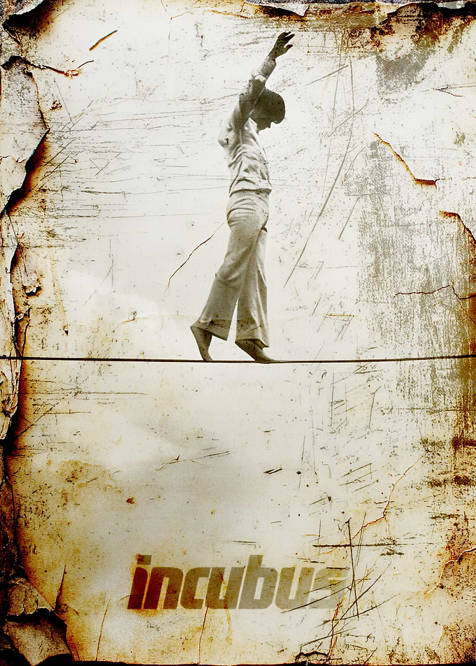 Incubus band logo on distressed background