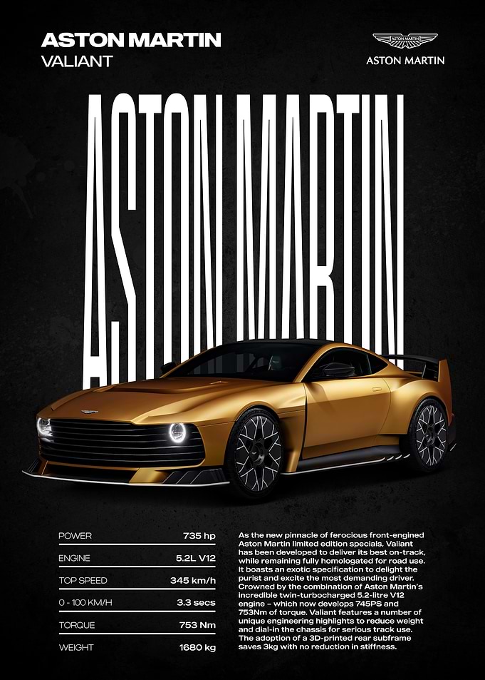 Aston Martin Valiant Car Poster