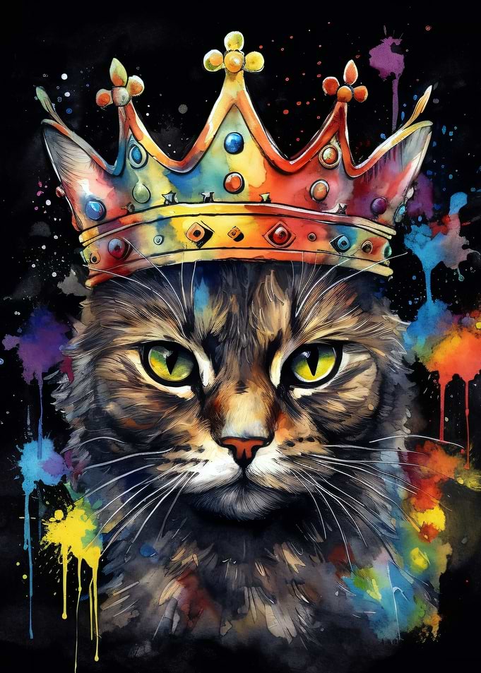 Majestic Cat King with Crown