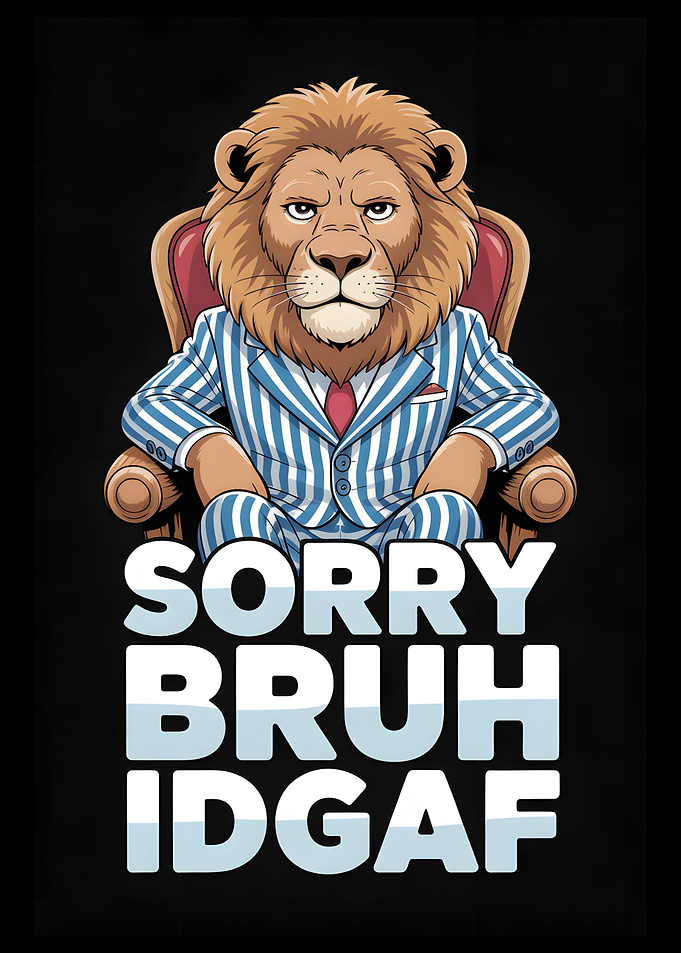 Lion in Suit with Text