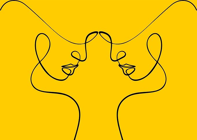 Abstract Faces Line Art