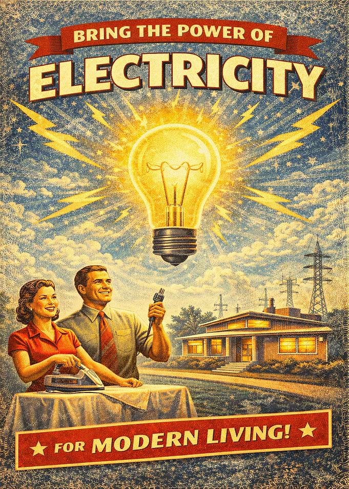 Retro Electricity for Modern Living Poster