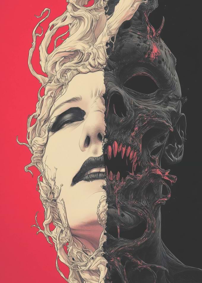 Split Face: Beauty and the Beast