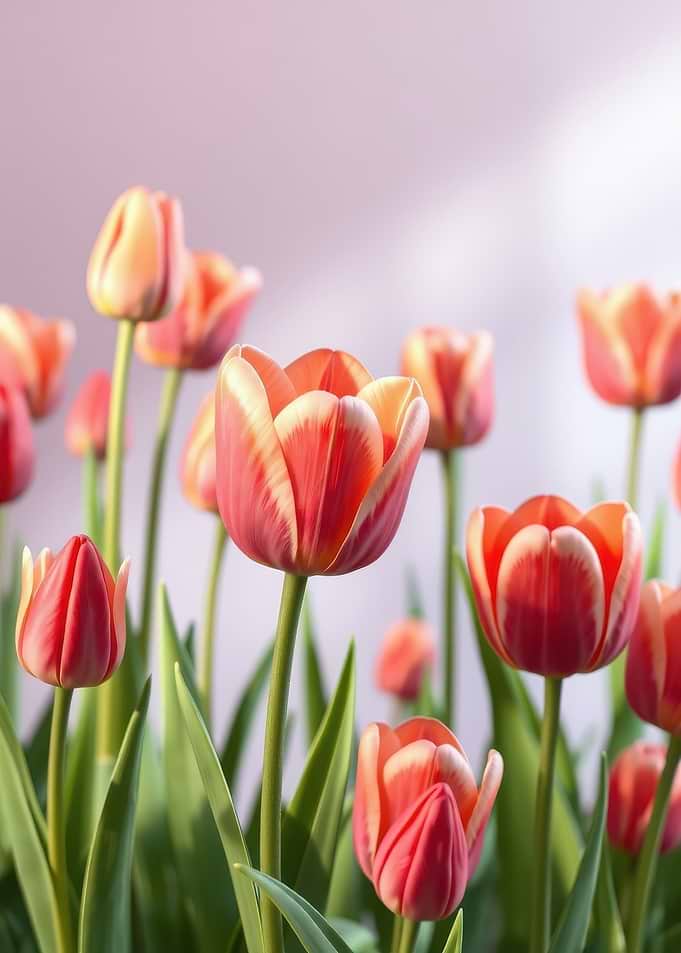 Close-up of Red and Yellow Tulips