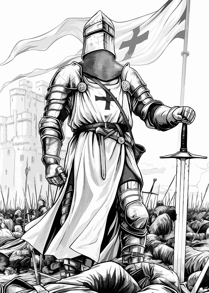 Knight Standing Over Fallen Enemies