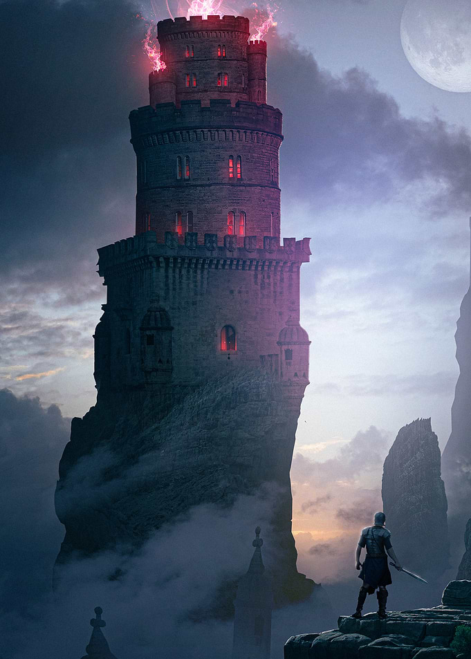 Fantasy Tower with Warrior