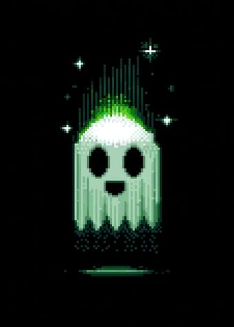 Pixel Art Ghost with Glowing Aura