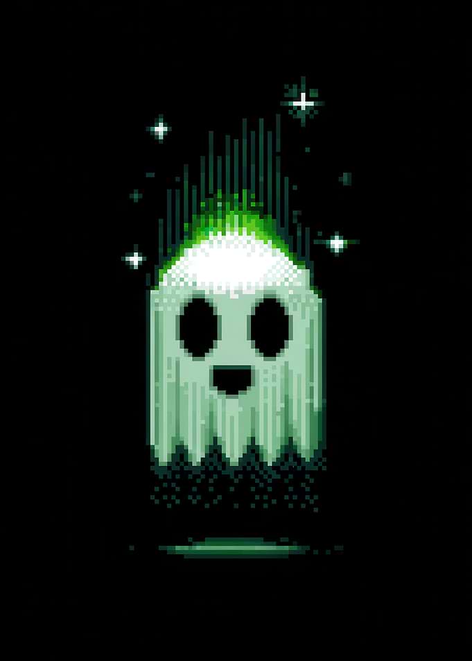 Pixel Art Ghost with Glowing Aura
