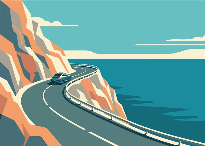 Car on a Coastal Road