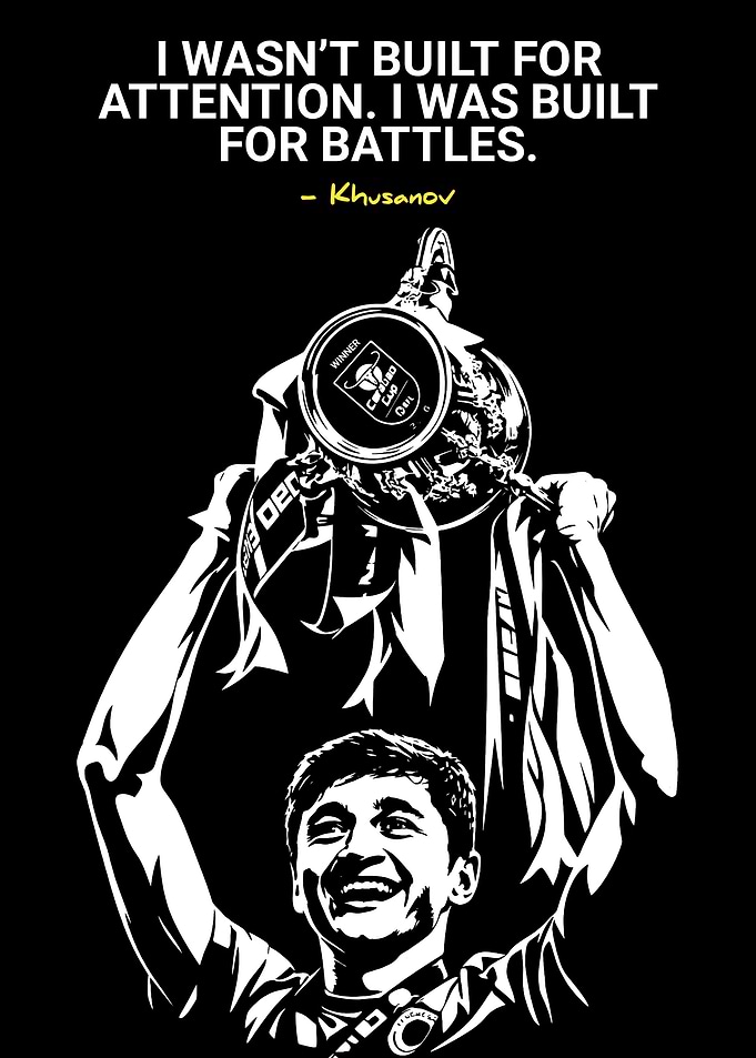 Footballer holding trophy with quote