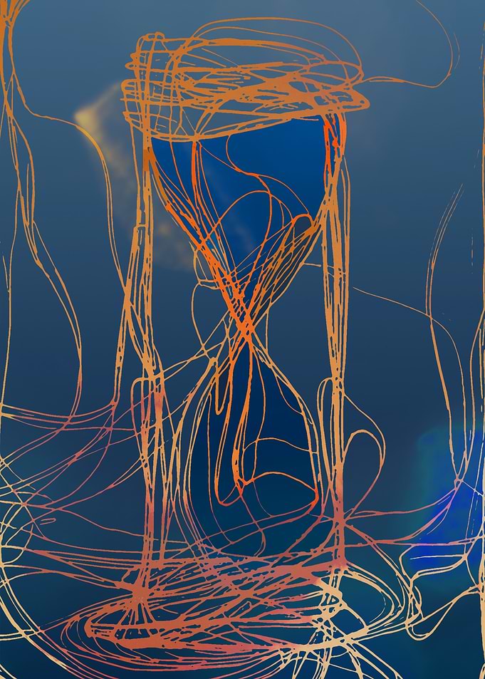 Abstract Hourglass with Swirling Lines
