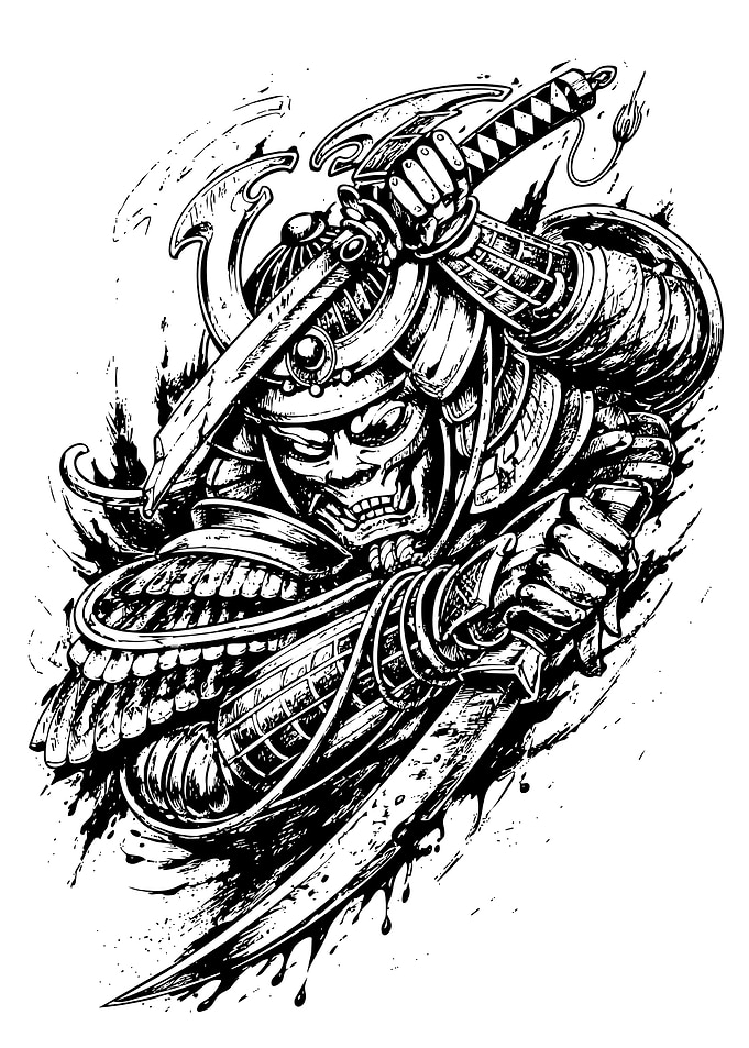 Samurai Warrior with Swords