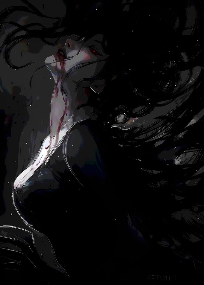 Vampire with Blood and Red Eyes