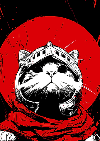 Cat Knight in Red Scarf