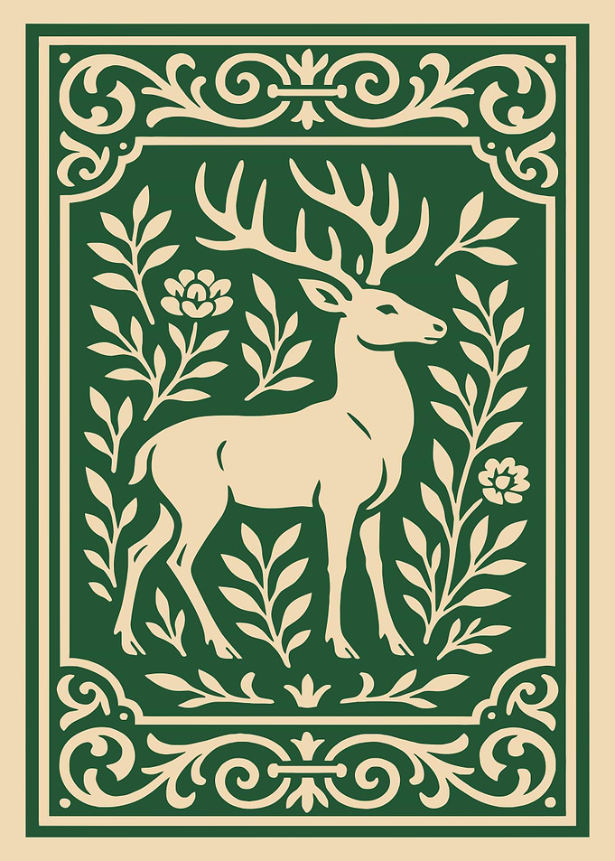 Deer with Floral Border