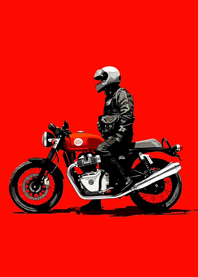 Rider on a Red Motorcycle