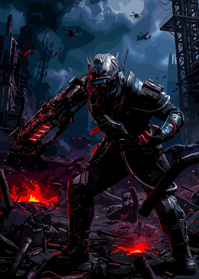 Cyberpunk Soldier with Energy Weapon