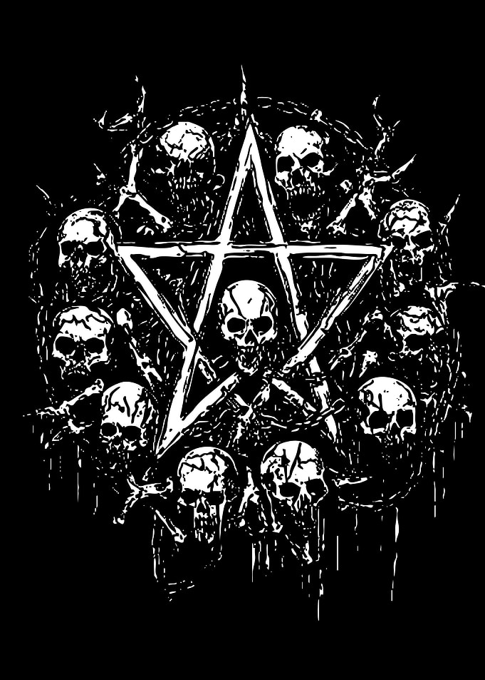 Pentagram with Skulls
