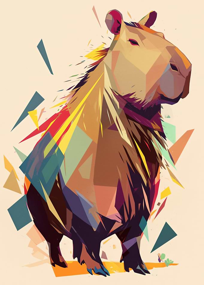 Geometric Capybara Portrait