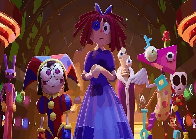 Creepy Doll Characters in a Dark Room