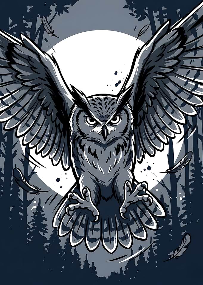 Majestic Flying Owl Bold Vector Illustration