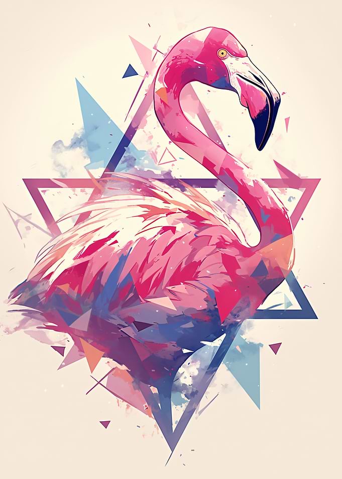 Geometric Flamingo Art
