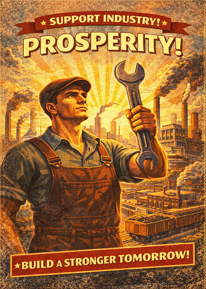 Worker holding wrench with industrial background