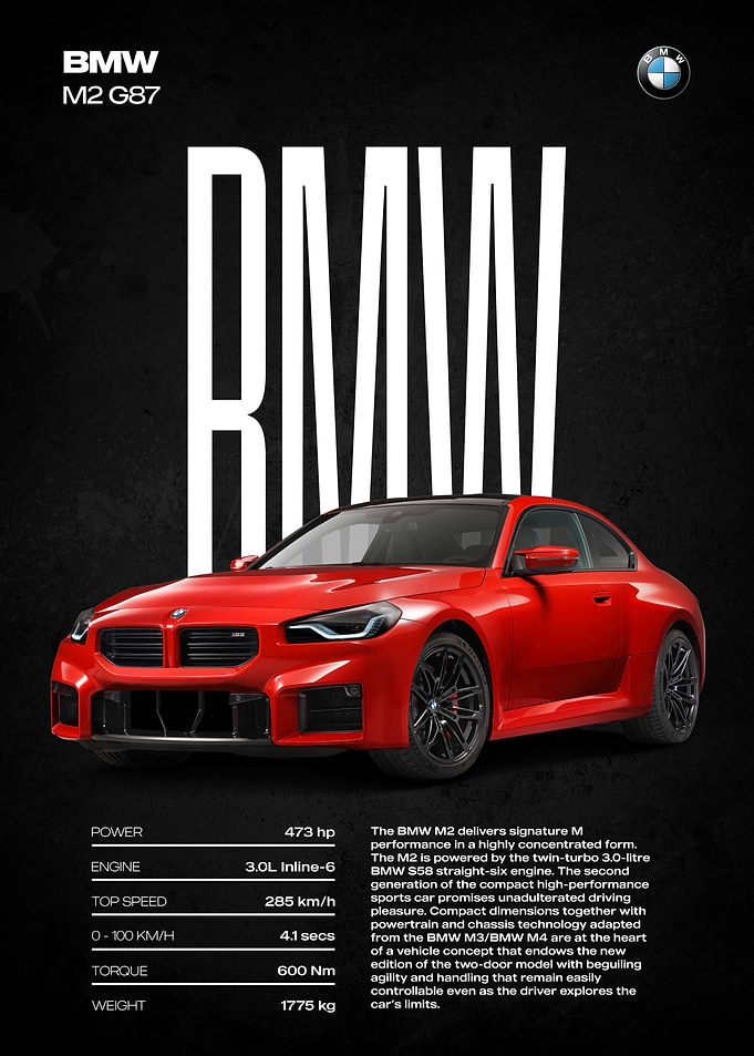 BMW M2 G87 Red Sports Car