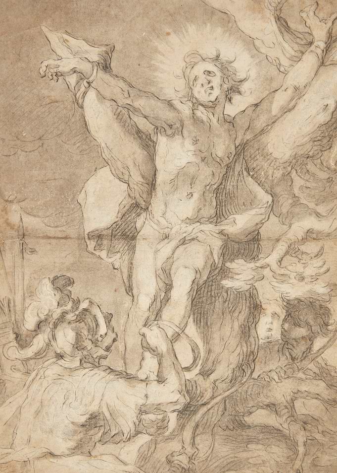 Drawing of a Triumphant Figure