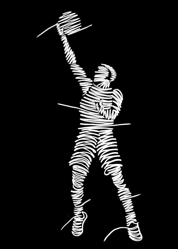 Line Art Figure Playing Basketball