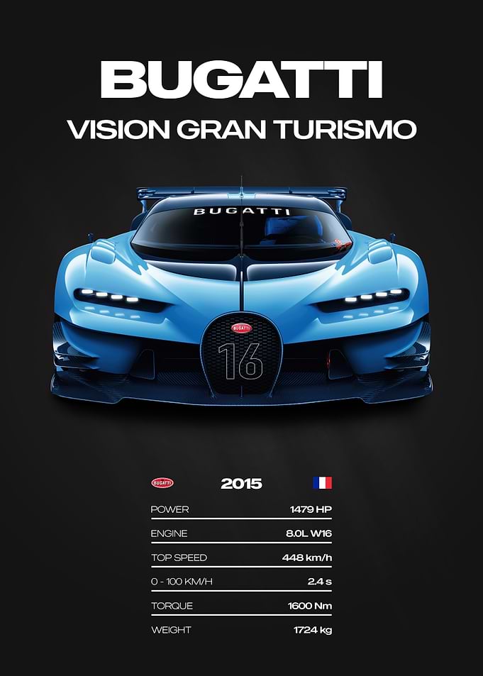 Bugatti Vision Gran Turismo Car Poster