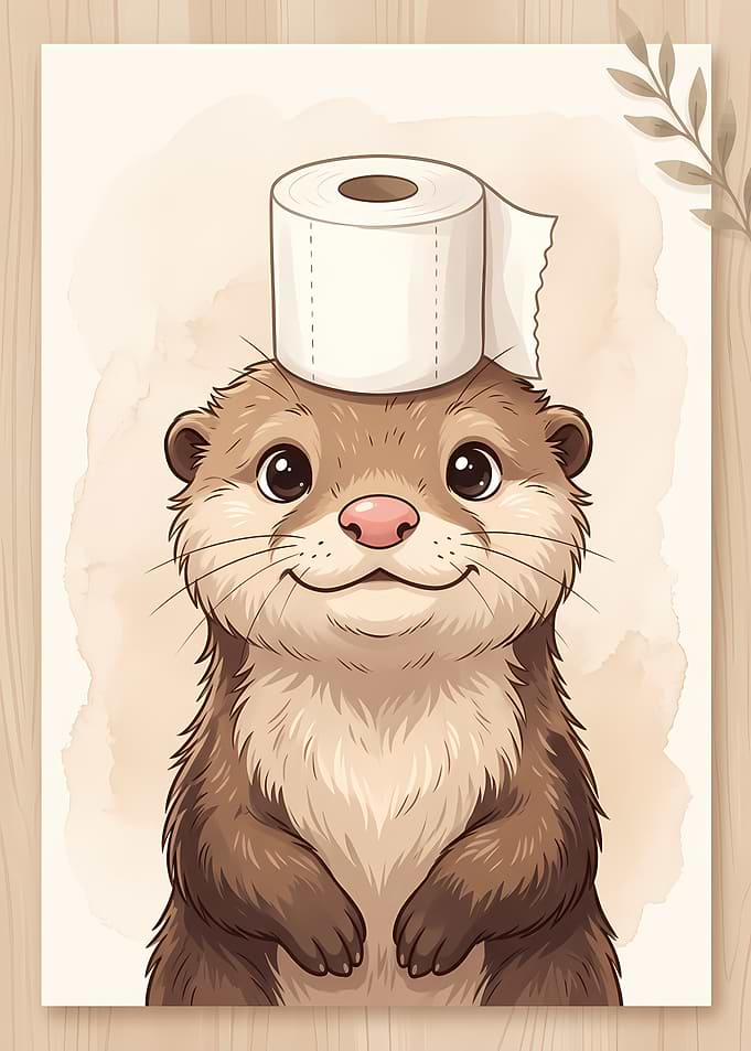 Cute Otter with Toilet Paper Hat