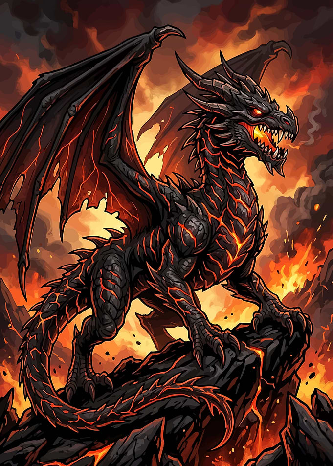 Fiery Black Dragon