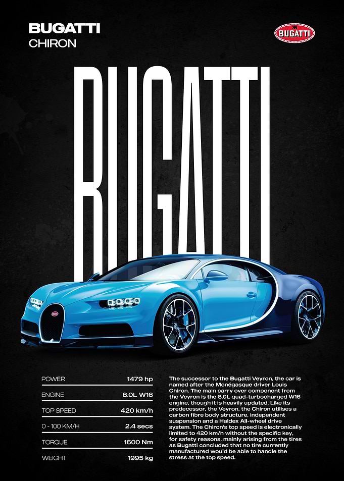 Bugatti Chiron Poster