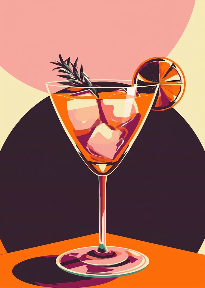 Stylized Cocktail with Orange Slice