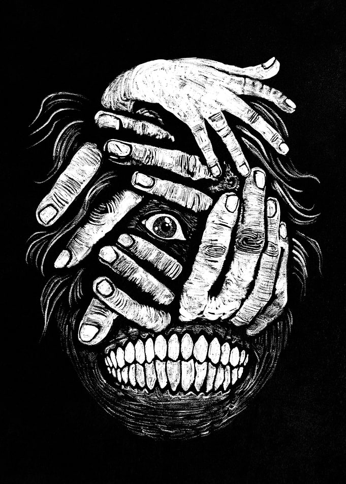 Horror Face with Hands and Eye