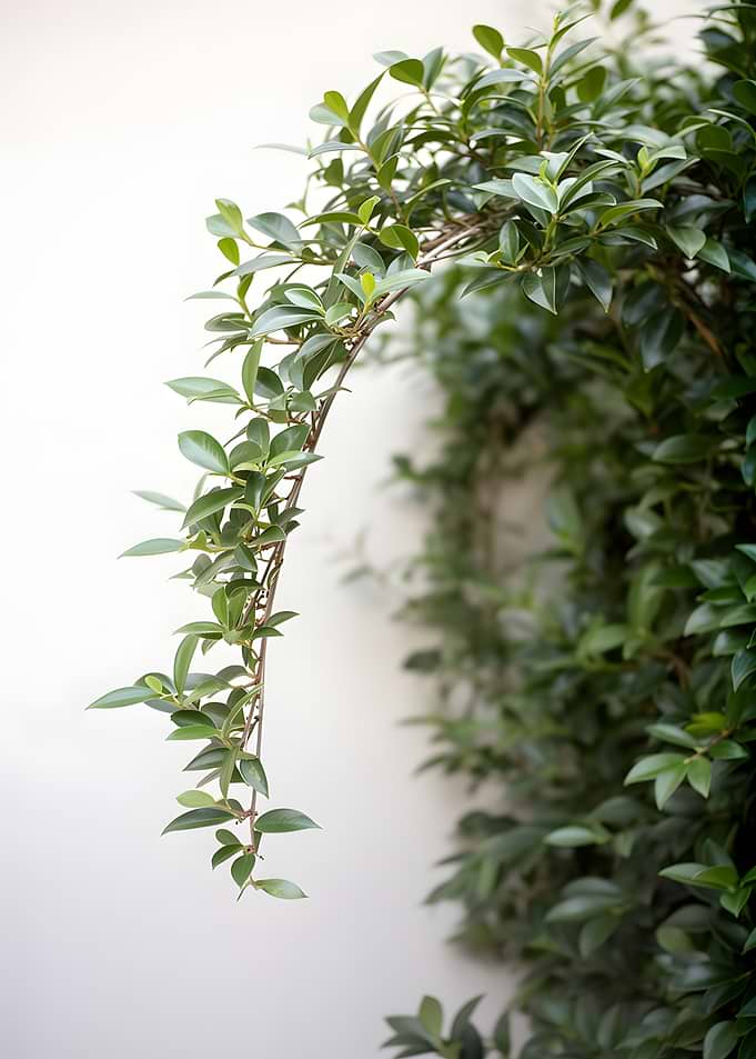 Green Vine Against White Wall