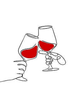Two hands toasting with red wine