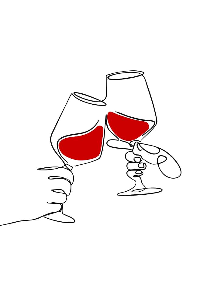Two hands toasting with red wine