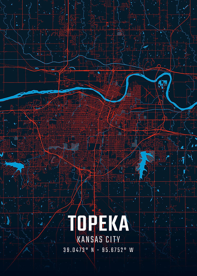 Topeka City Map Art