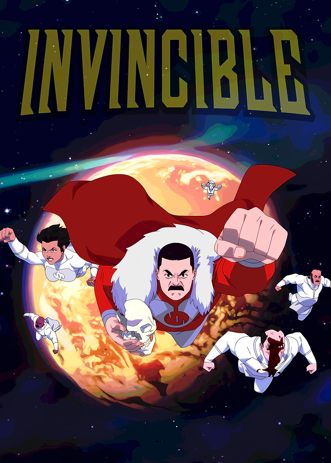 Invincible Poster with Omni-Man and Viltrumites