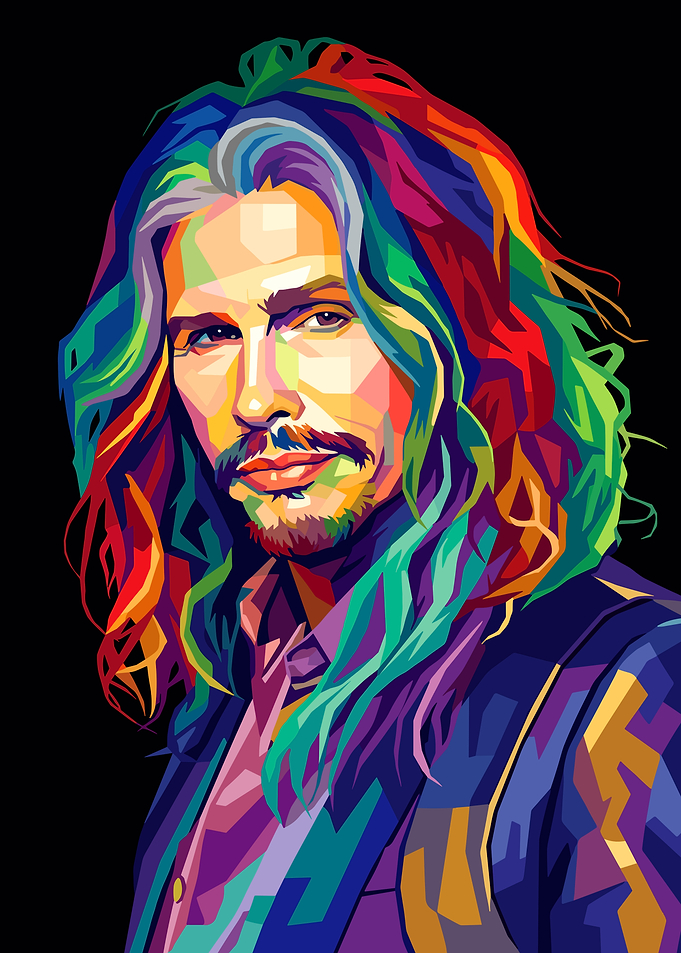 Colorful Pop Art Portrait of a Steven Tyler