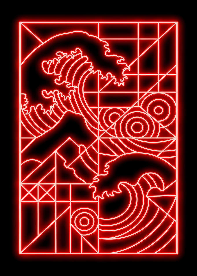 Neon Fuji Wave Grid