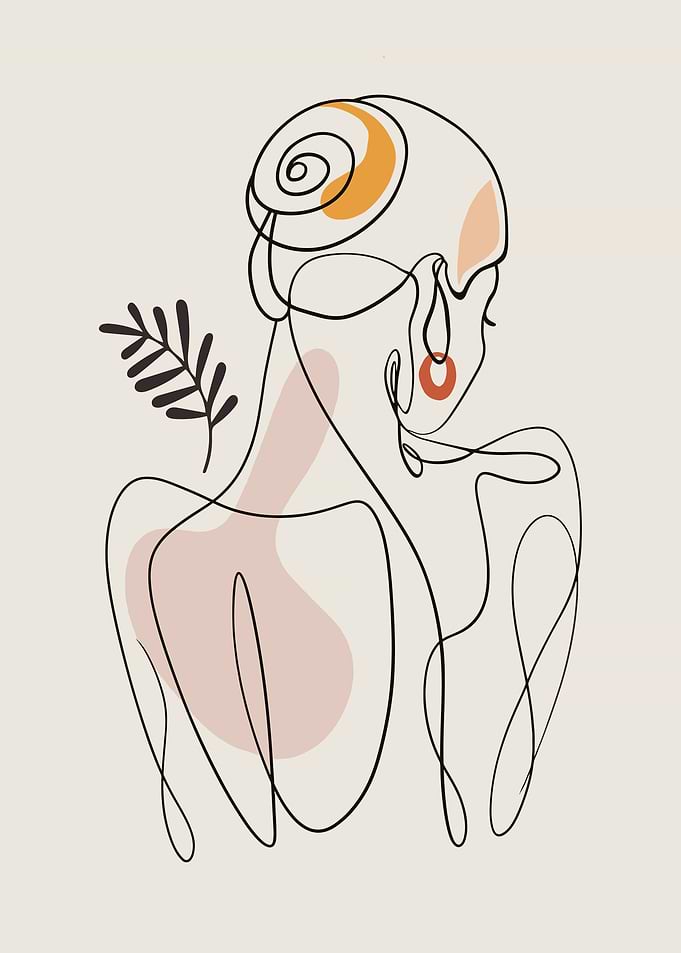 Abstract Line Art of Woman's Back