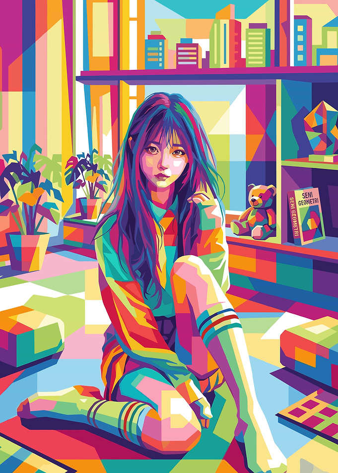 Colorful Pop Art Portrait of a Girl