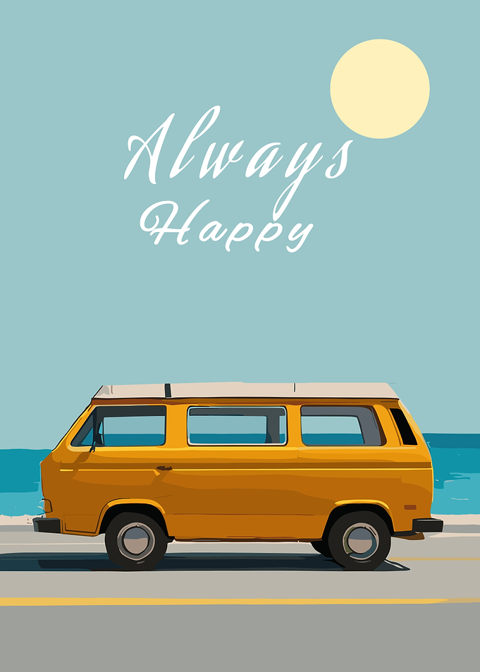 Yellow Van on a Beach Road