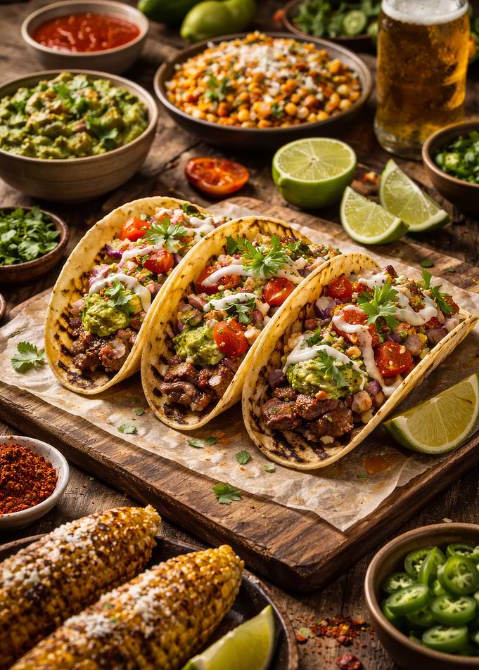 Tacos with Corn and Beer
