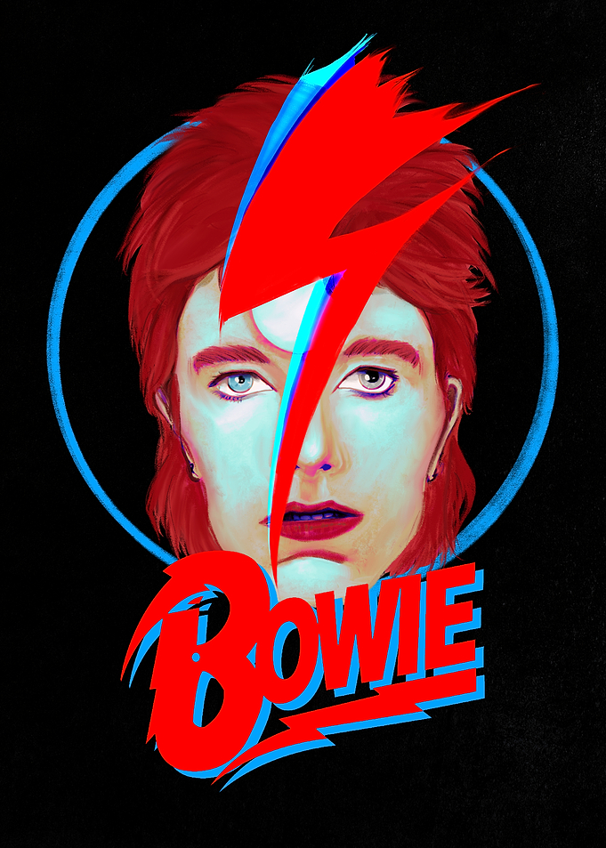 David Bowie Lightning Bolt Portrait