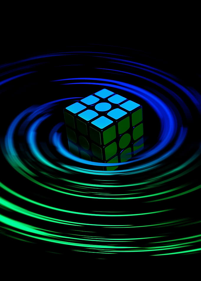 Rubik's Cube with Swirling Lights